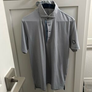 Greyson gray and white striped golf shirt Size Small